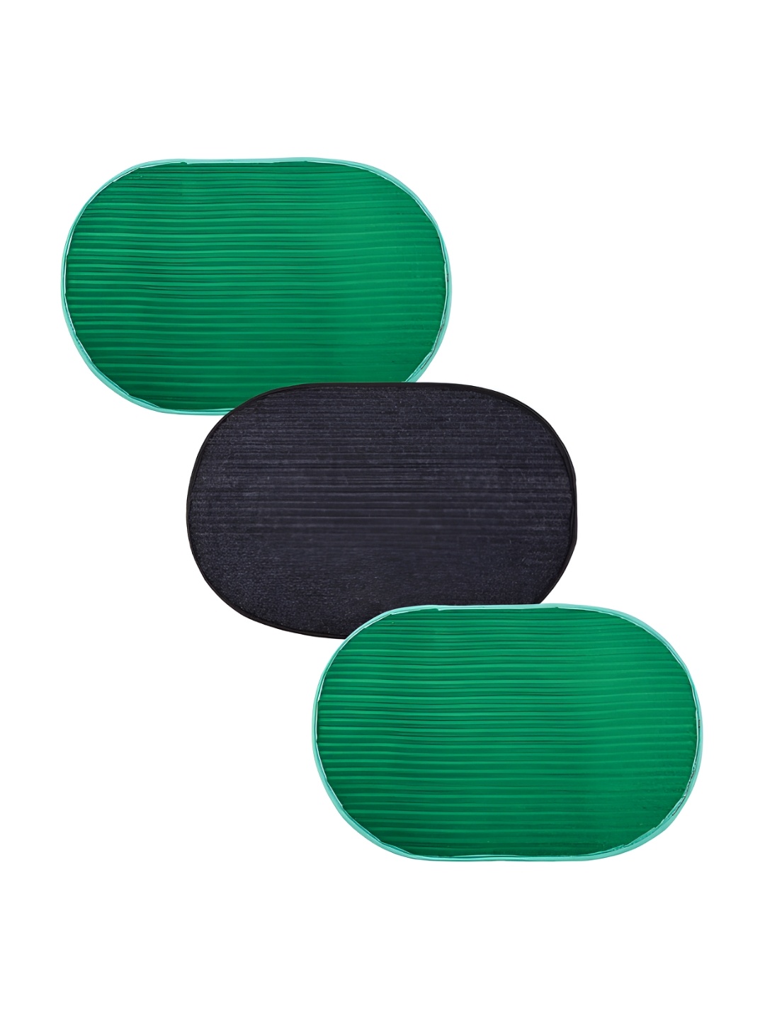 

Kuber Industries Grey & Green 3 Pieces Anti-Skid Oval Shaped Doormats