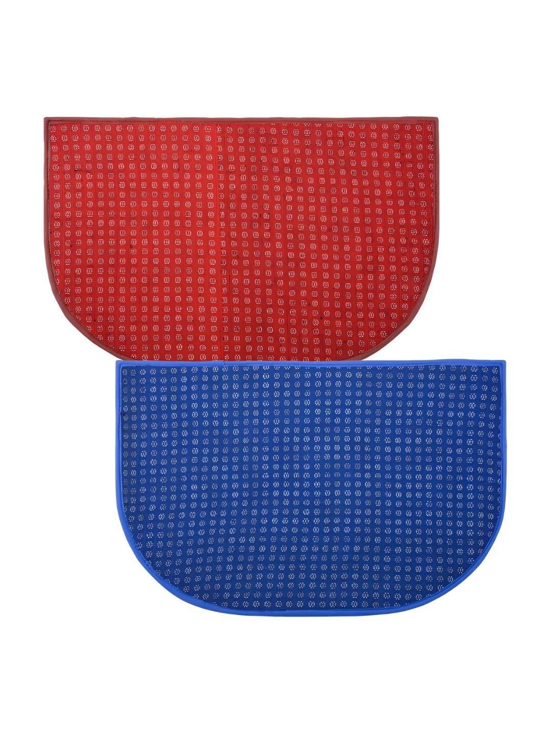 

Kuber Industries Red & Blue 2 Pieces Printed Anti-Skid D-Shaped Doormats