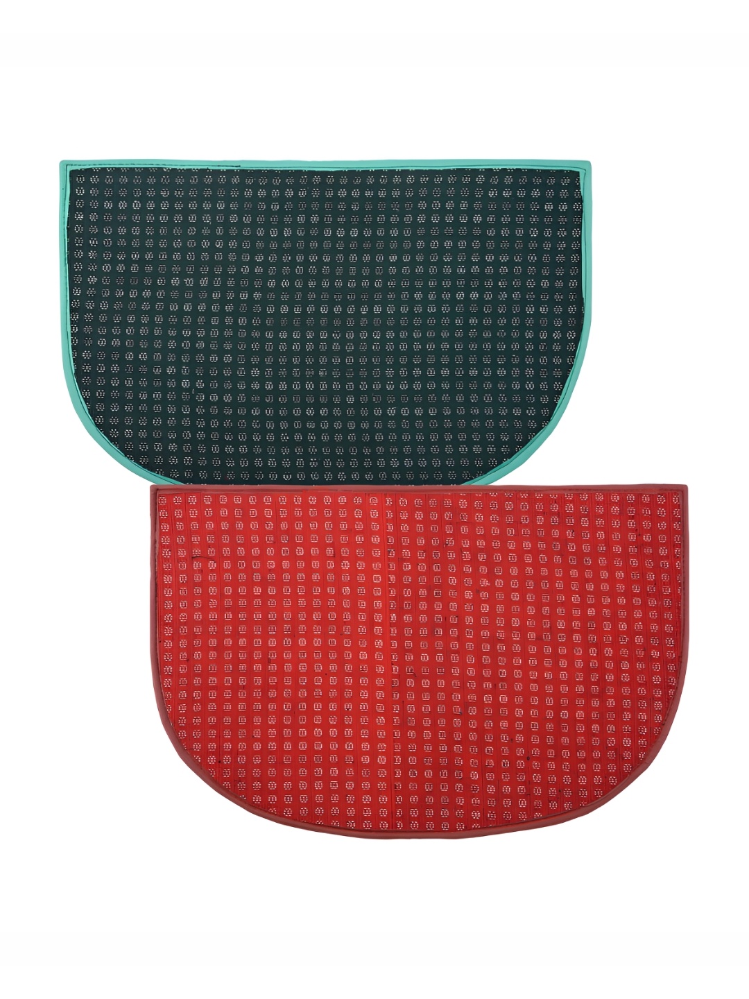 

Kuber Industries Red & Green 2 Pieces Printed Anti-Skid D-Shaped Doormats