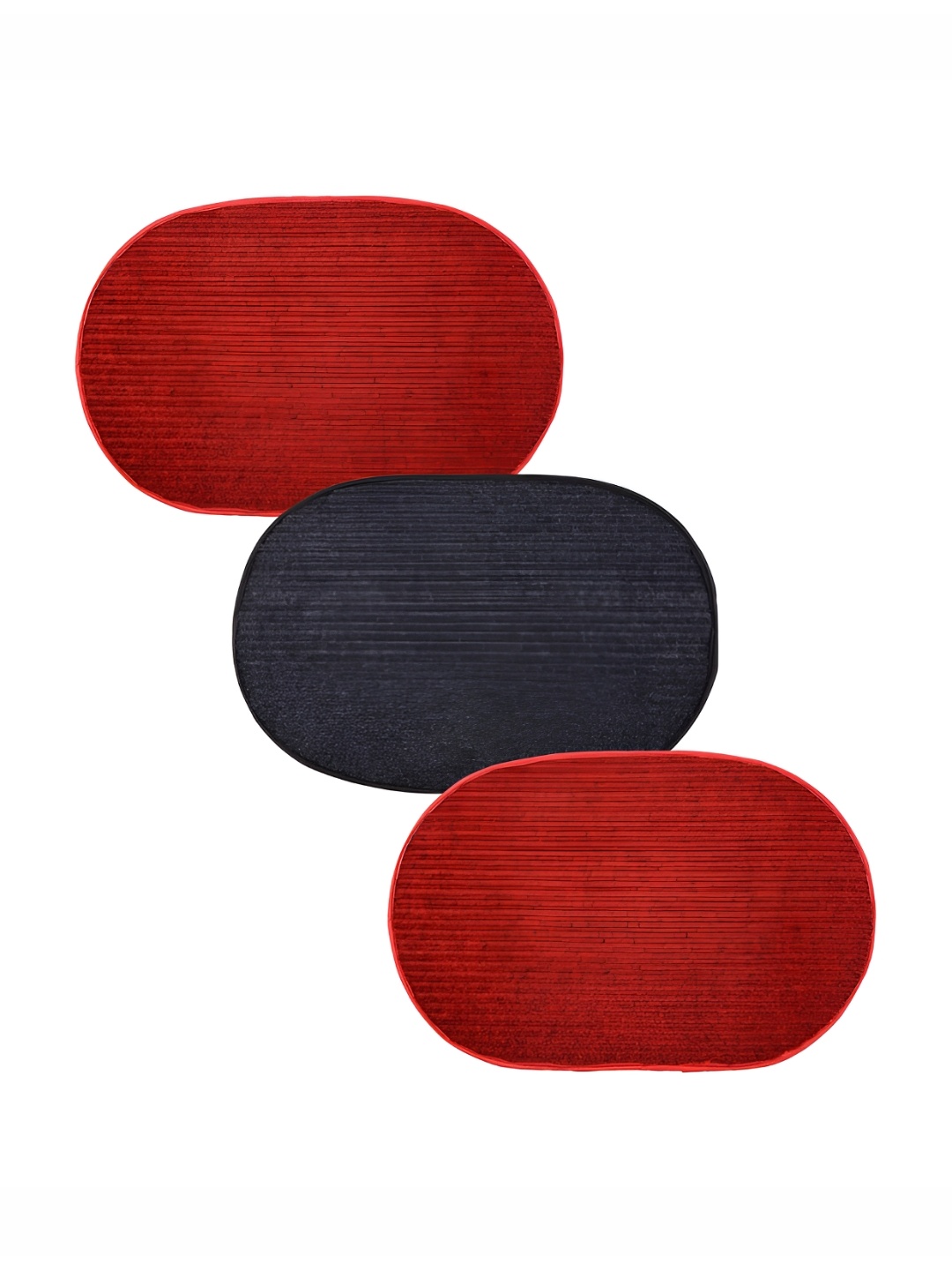 

Kuber Industries Red & Grey 3 Pieces Anti-Skid Oval Shaped Doormats