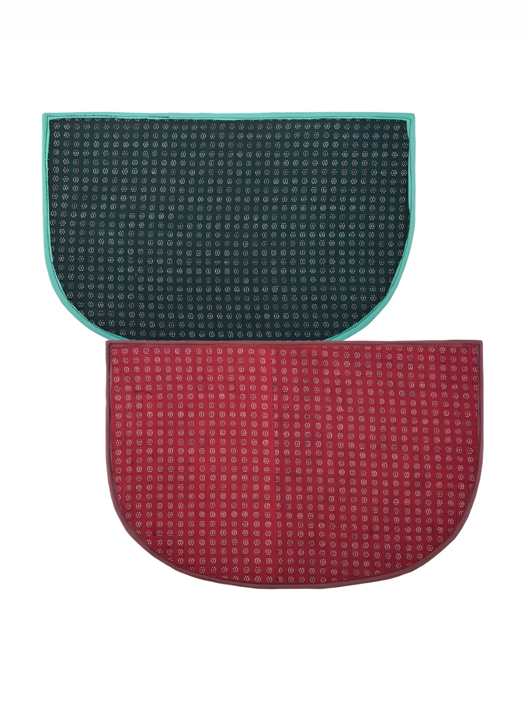 

Kuber Industries Maroon & Green 2 Pieces Printed Anti-Skid D-Shaped Doormats