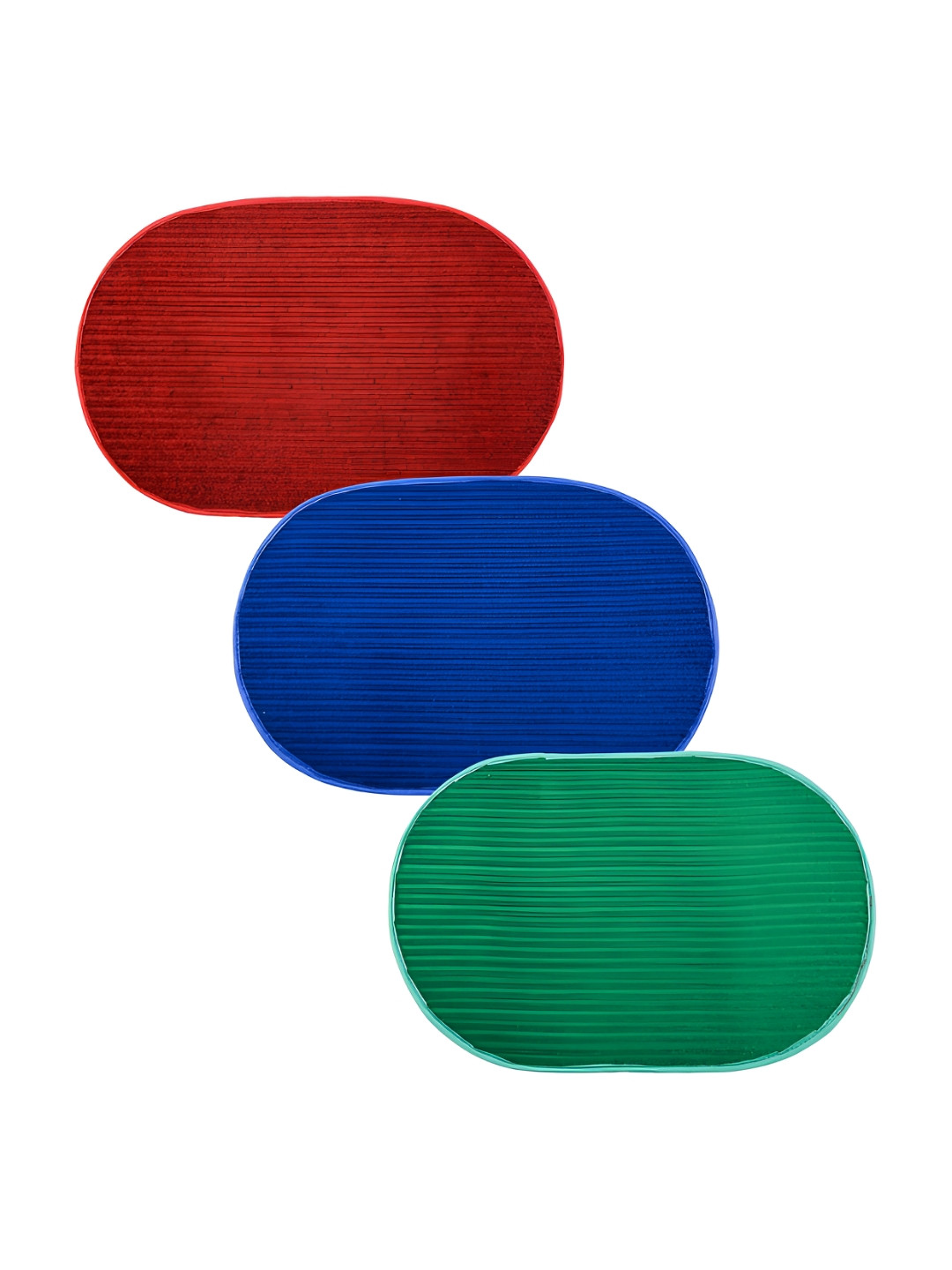 

Kuber Industries Red & Green 3 Pieces Anti-Skid Oval Shaped Doormats