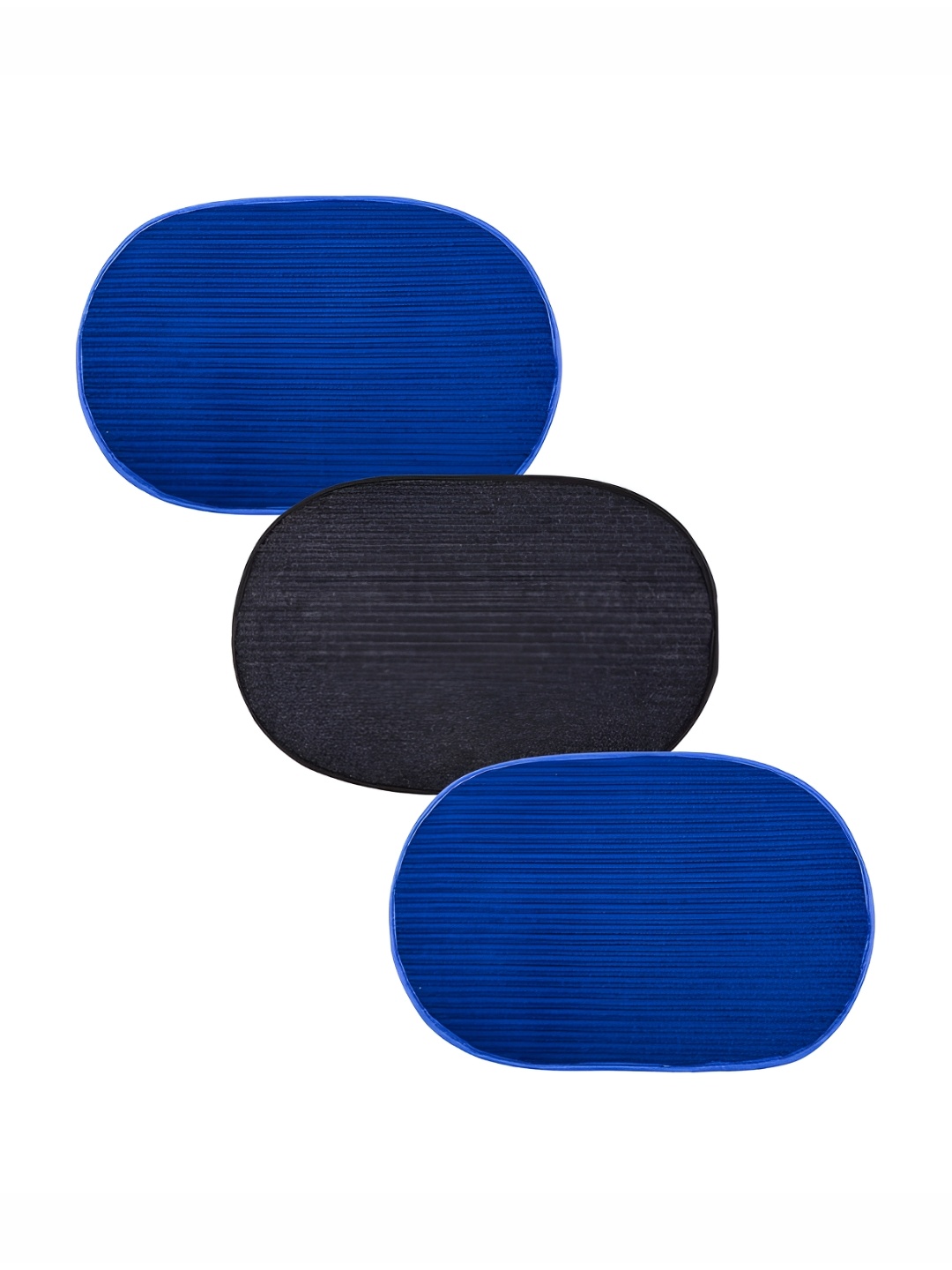 

Kuber Industries Blue & Grey 3 Pieces Anti-Skid Oval Shaped Doormats