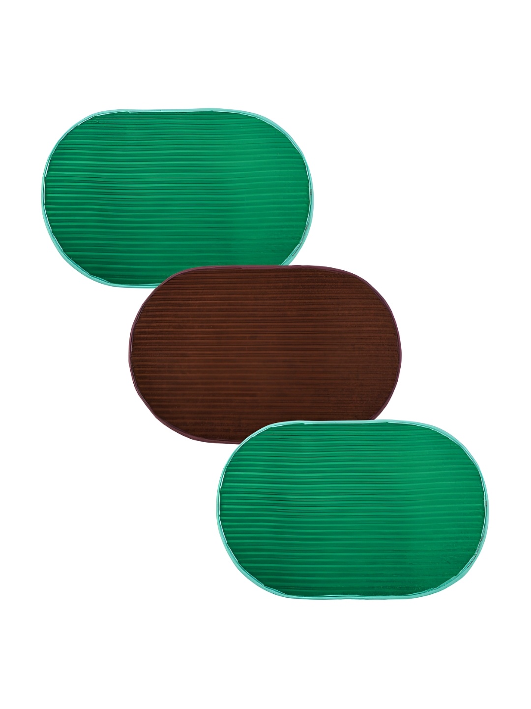 

Kuber Industries Brown & Green 3 Pieces Anti-Skid Oval Shaped Doormats