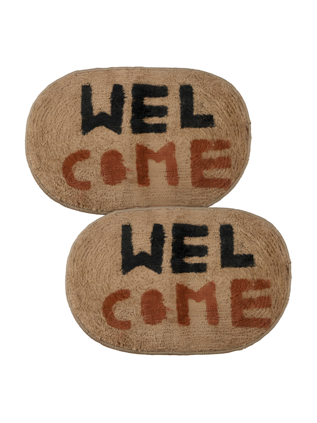 

Kuber Industries Brown & Black 2 Pcs Anti-Skid Doormat