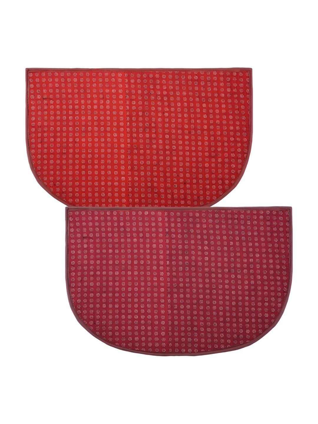 

Kuber Industries Red & Maroon 2 Pieces Printed Anti-Skid D-Shaped Doormats