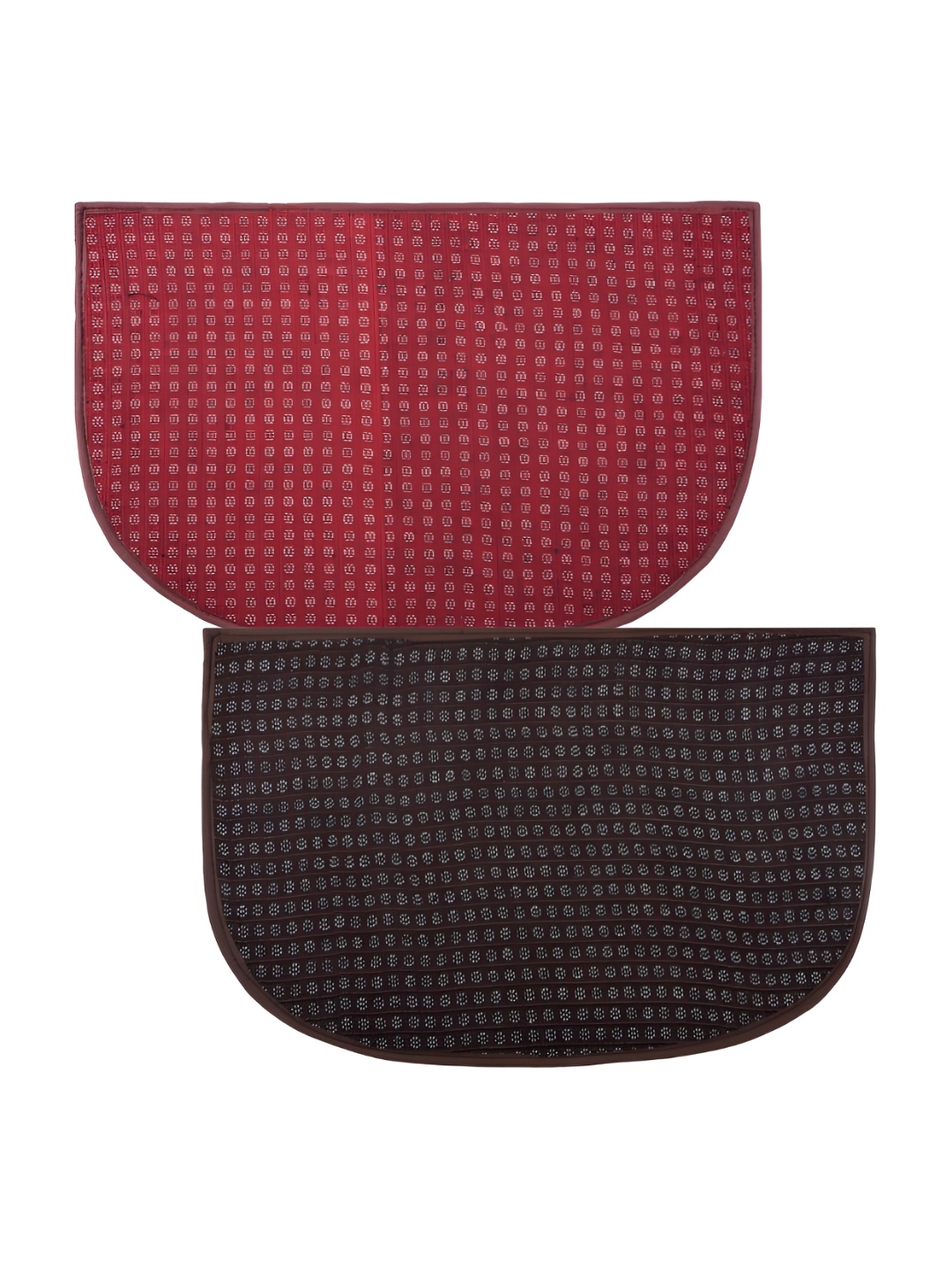

Kuber Industries Maroon & Brown 2 Pieces Anti-Skid D-Shaped Doormats