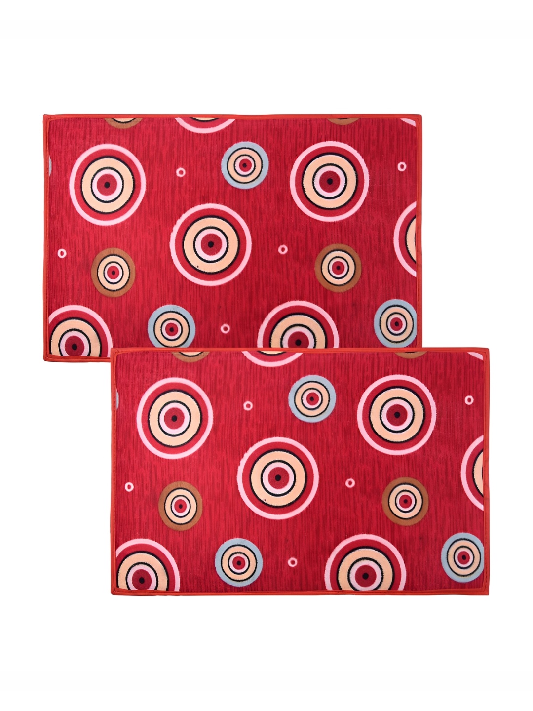 

Kuber Industries Cream & Red 2 Pcs Anti-Skid Doormat