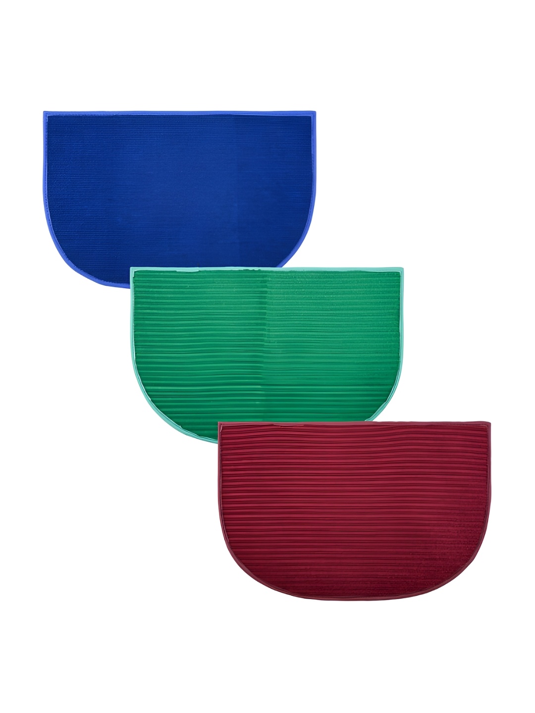 

Kuber Industries Blue & Green 3 Pieces Anti-Skid D-Shaped Doormats