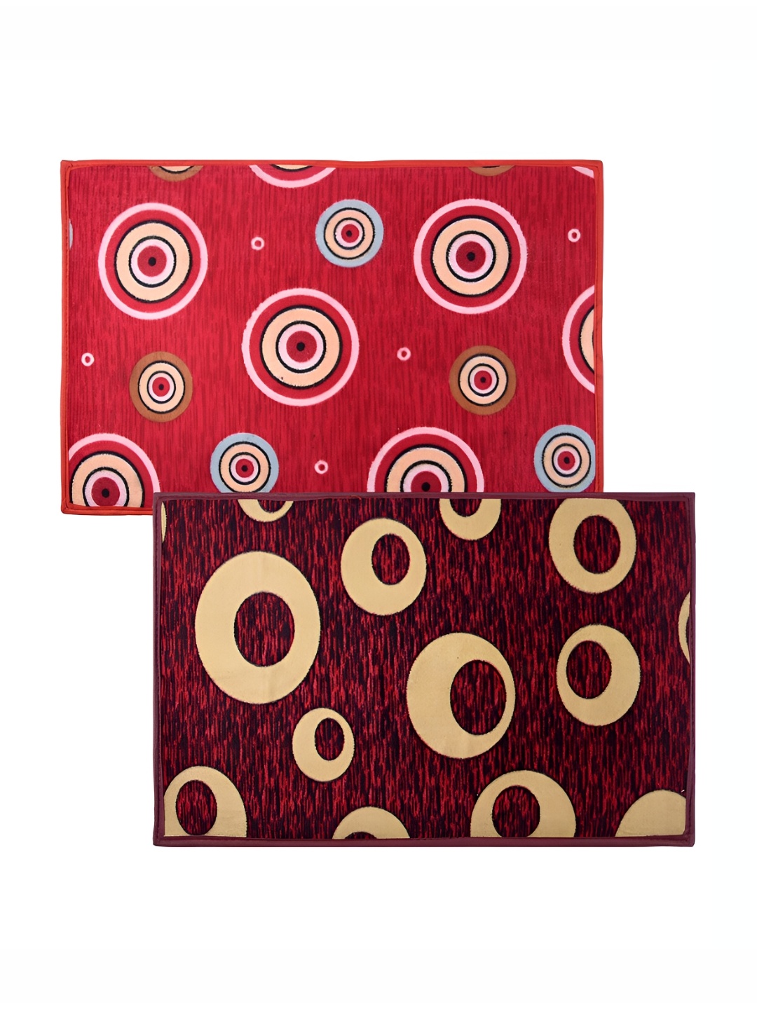 

Kuber Industries Red & Brown 2 Pieces Anti-Skid Doormat