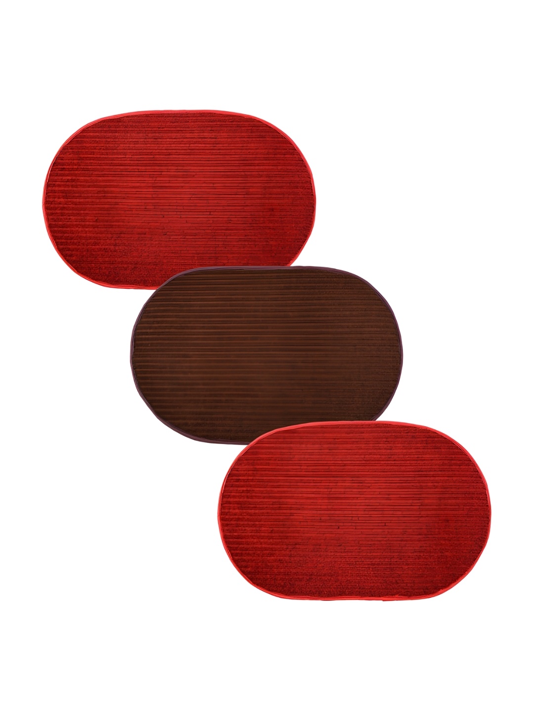 

Kuber Industries Red & Brown 3 Pieces Anti-Skid Oval Shaped Doormats