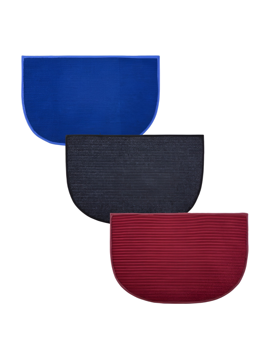 

Kuber Industries Blue & Maroon 3 Pieces Striped Anti-Skid D-Shaped Doormats