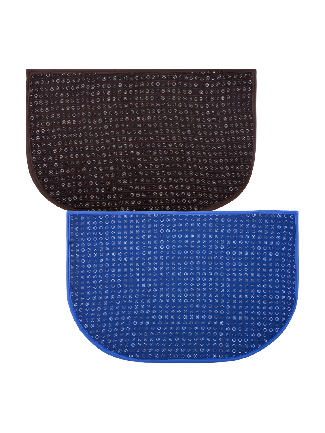 

Kuber Industries Blue & Brown 2 Pieces Printed Anti-Skid D-Shaped Doormats