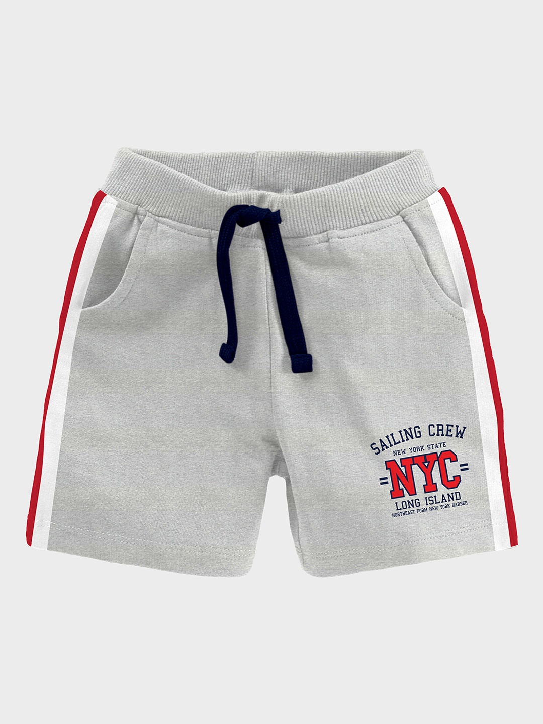 

CODEZ Boys Printed Mid Rise Cotton Shorts, Grey melange