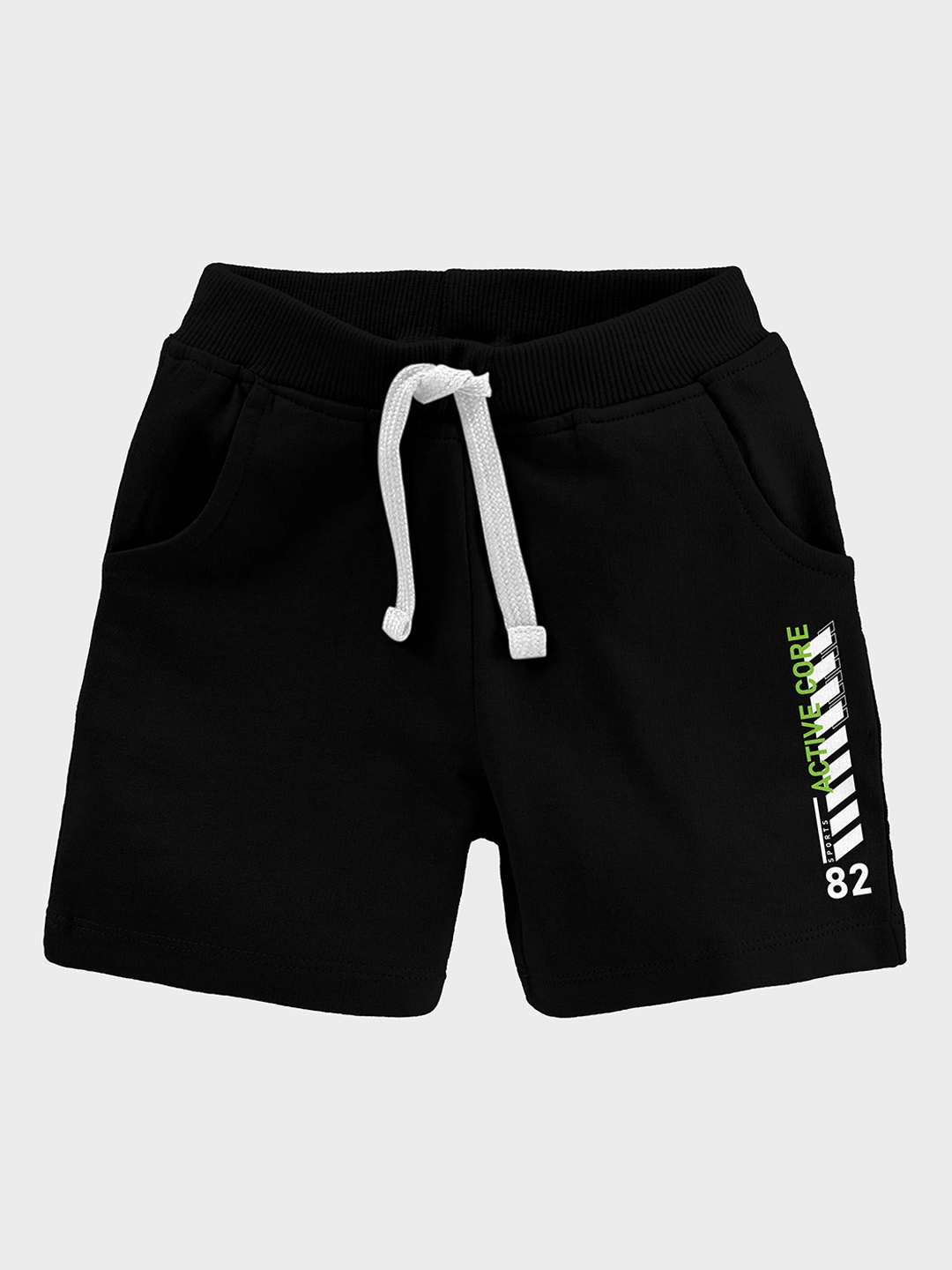 

CODEZ Boys Cotton Mid-Rise Shorts, Black