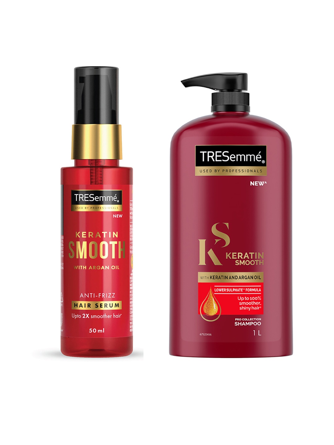 

TRESemme Set of Keratin Smooth Shampoo 1 L & Anti-Frizz Hair Serum 50 ml, Maroon