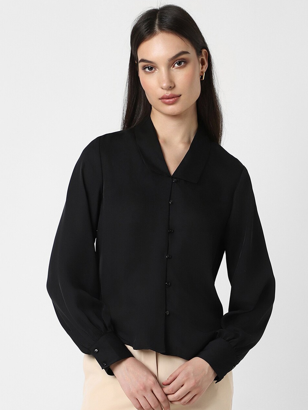 

Van Heusen Woman Spread Collar Casual Shirt, Black