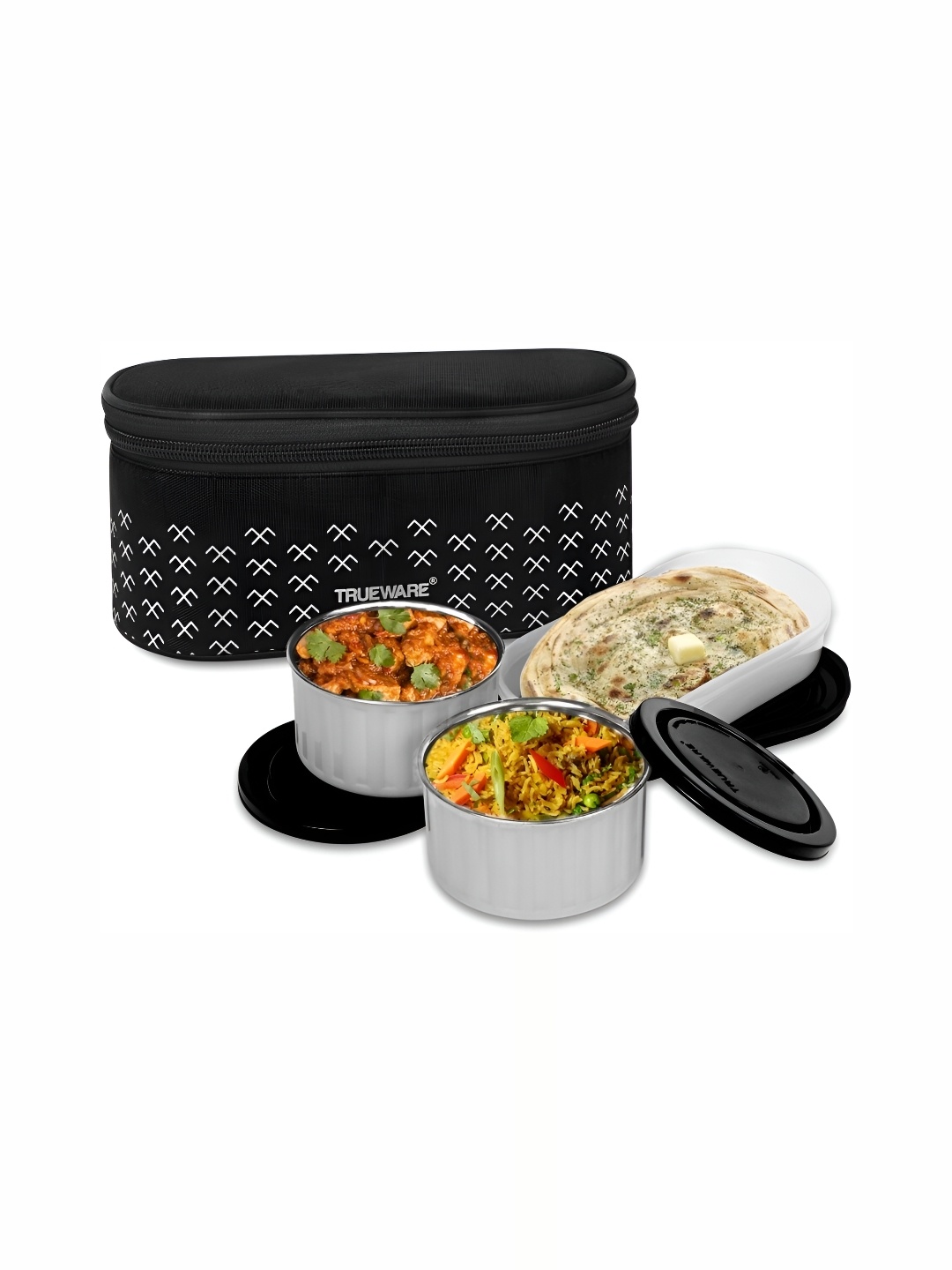 

Trueware Black 3 Pieces Stainless Steel Dishwasher Safe Lunch Box