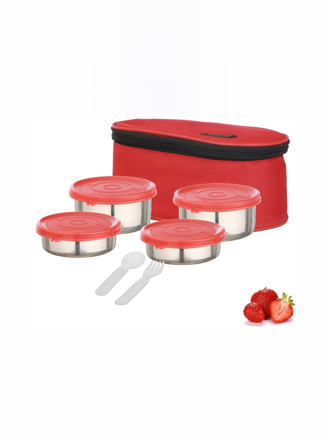 

Trueware Red Stainless Steel Dishwasher Safe Lunch Box