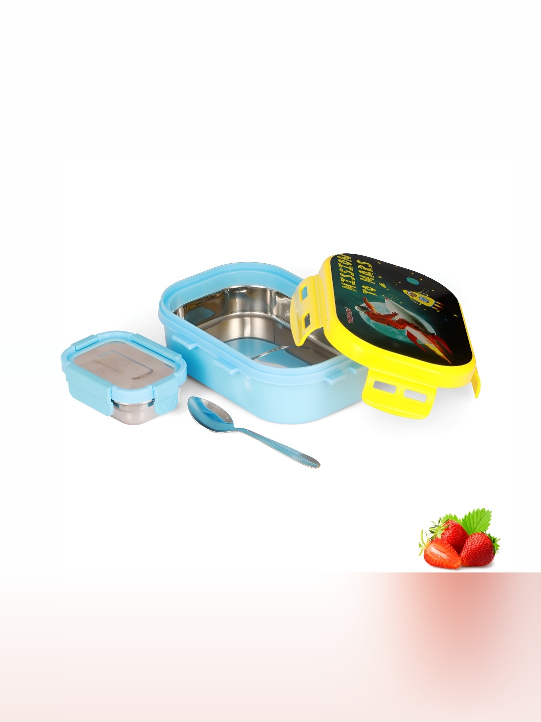 

Trueware Blue & Yellow 2 Pcs Stainless Steel Dishwasher Safe Lunch Box