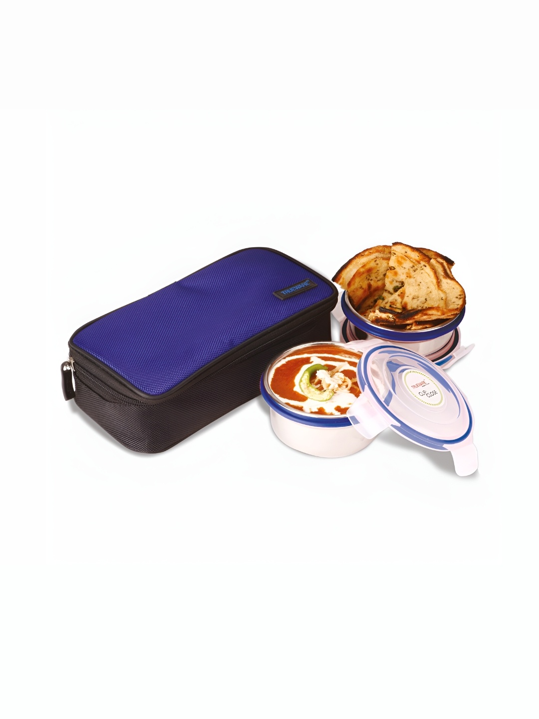 

Trueware Dura Blue Stainless Steel Dishwasher Safe Lunch Box With 2 Containers 600ml