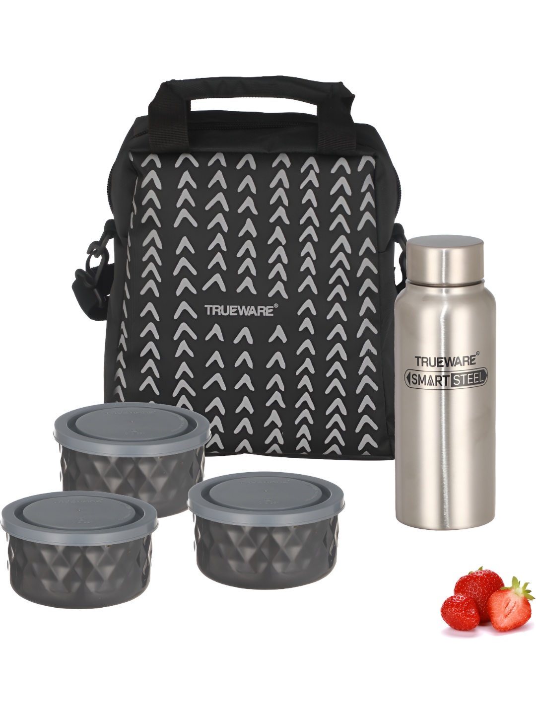 

Trueware Grey 4 Pieces Stainless Steel Dishwasher Safe Lunch Box