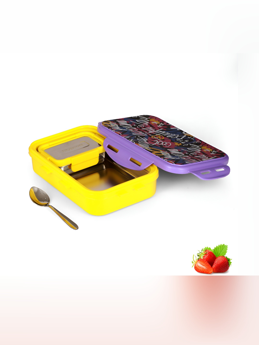

Trueware Yellow & Purple Stainless Steel Dishwasher Safe Lunch Box