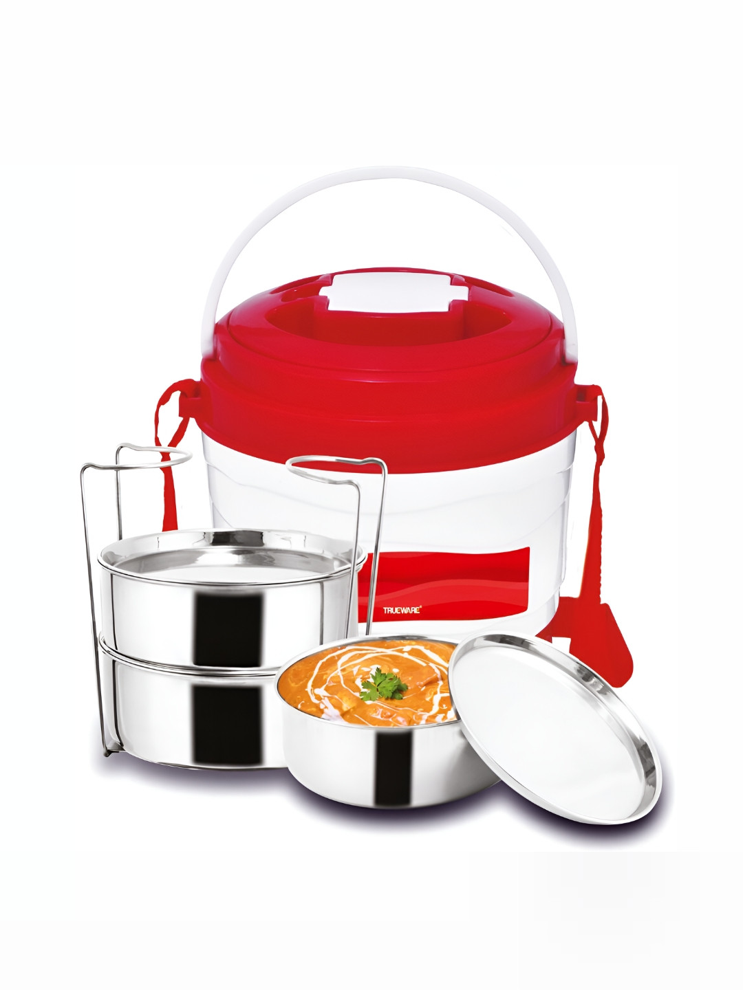 

Trueware Red Stainless Steel Dishwasher Safe Lunch Box