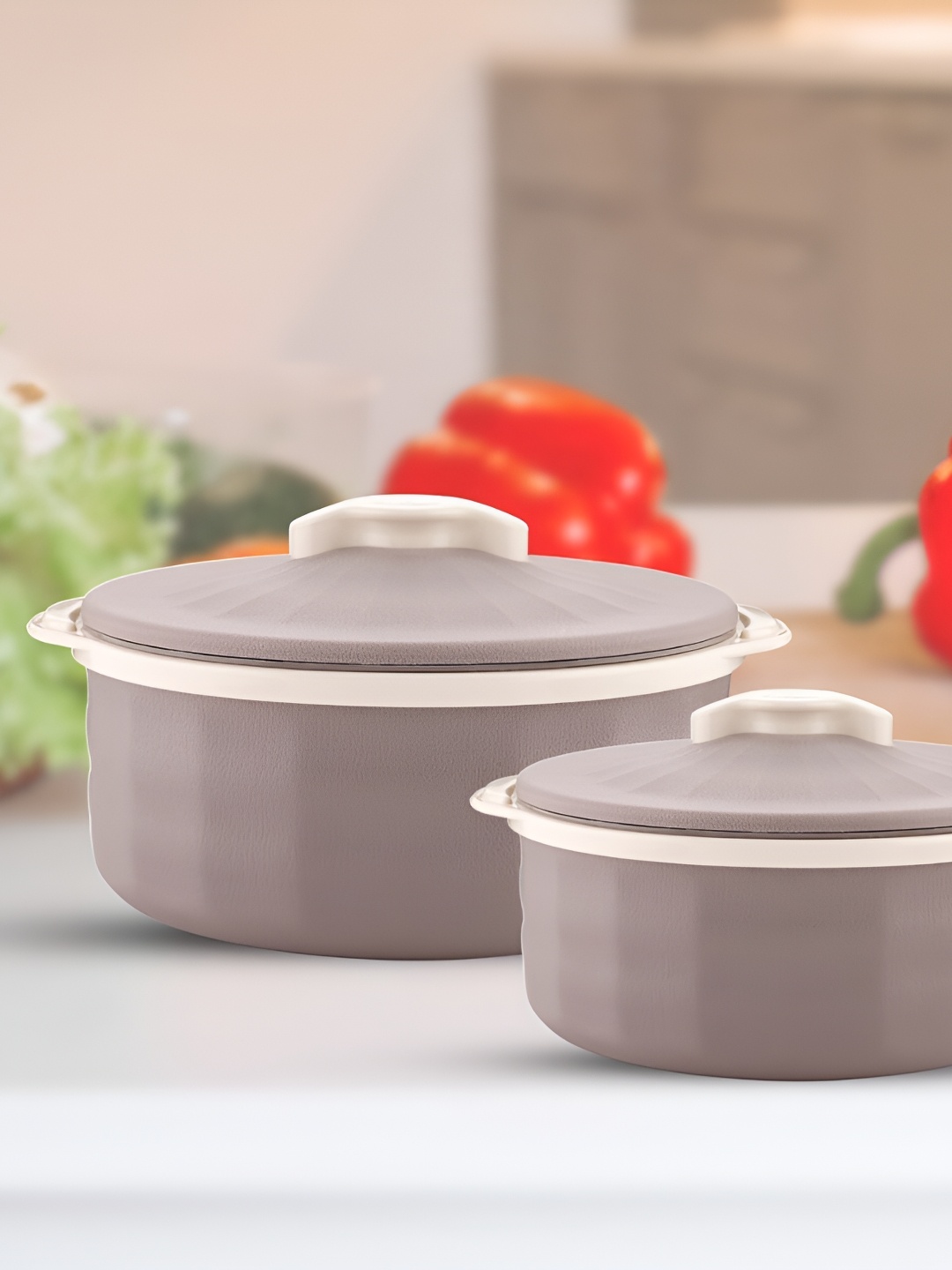 

Trueware Brown & White 2 Pieces Dishwasher Safe Matte Casserole