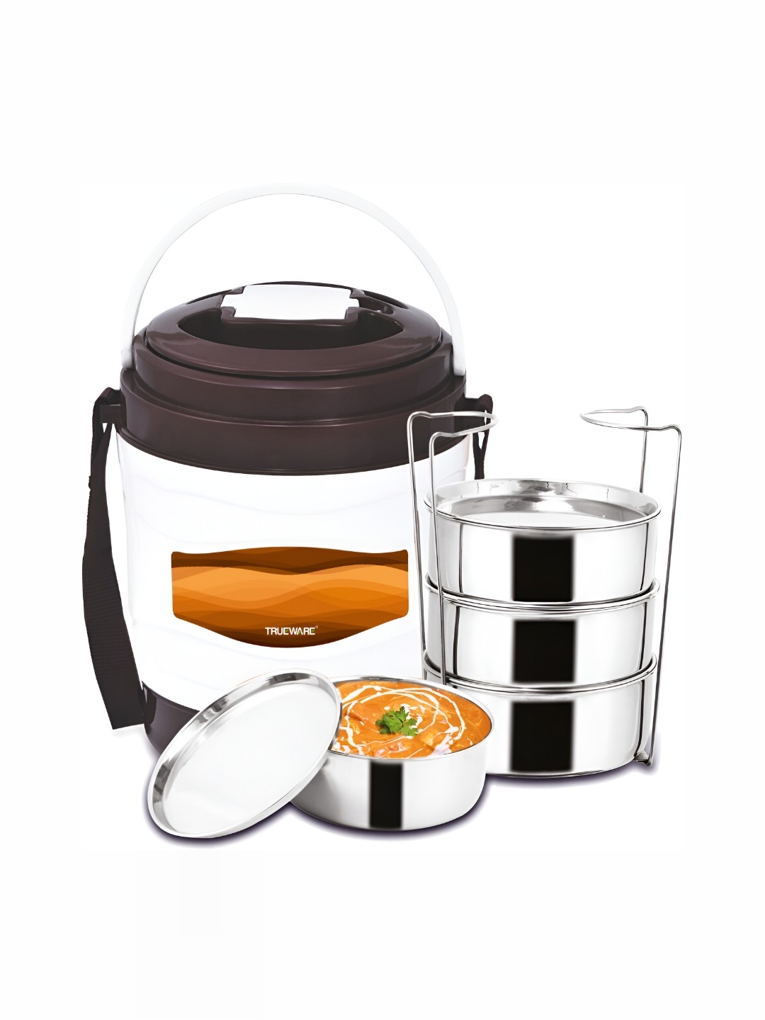 

Trueware Brown & Silver toned Stainless Steel Dishwasher Safe Lunch Box