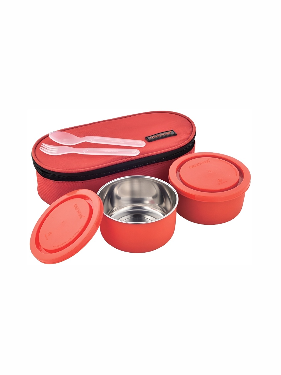 

Trueware Red 3 Pieces Stainless Steel Dishwasher Safe Lunch Box