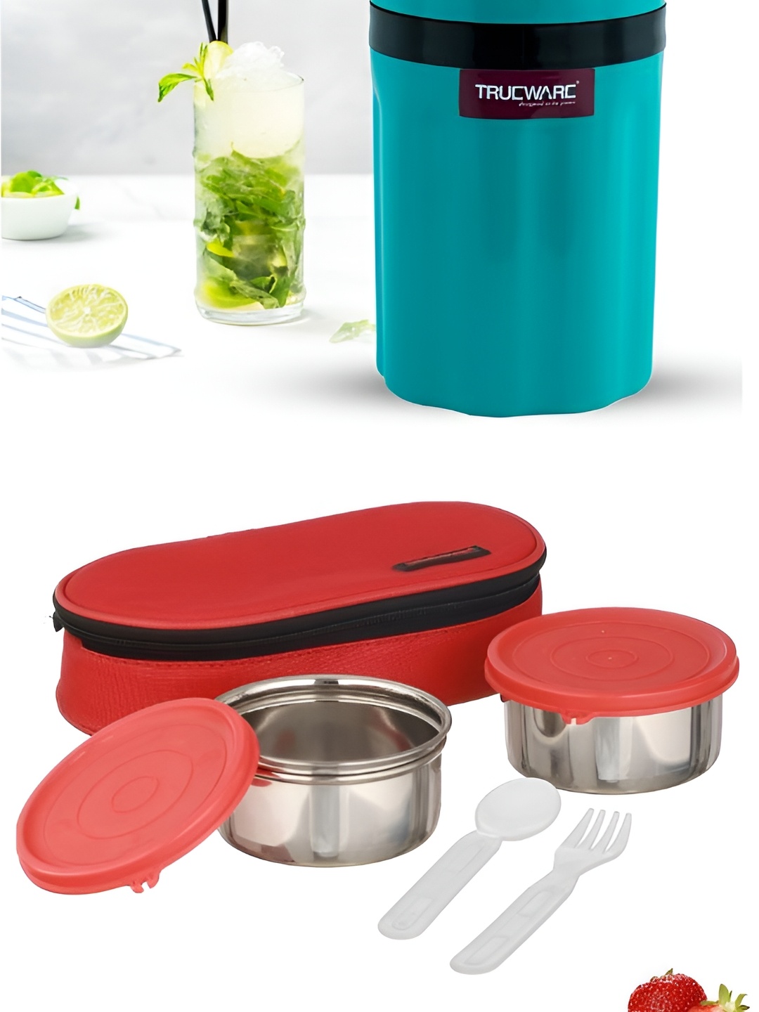 

Trueware Blue & Black Stainless Steel Dishwasher Safe Lunch Box 600ml