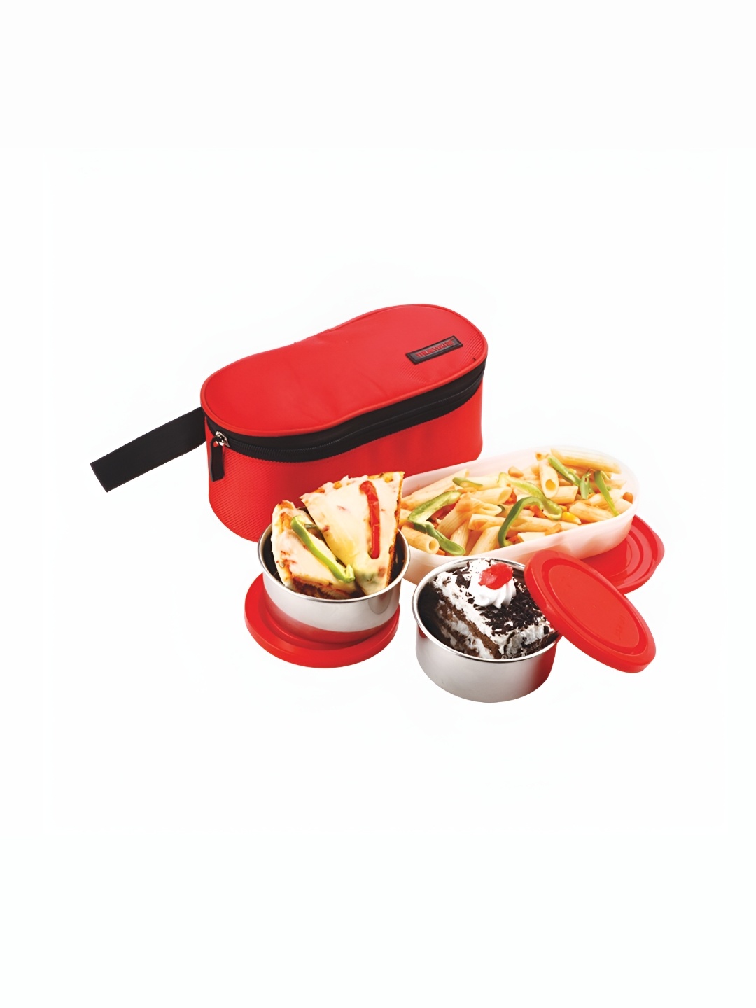 

Trueware Eco Fresh Red 3 Pcs Stainless Steel Dishwasher Safe Lunch Boxes With Bag