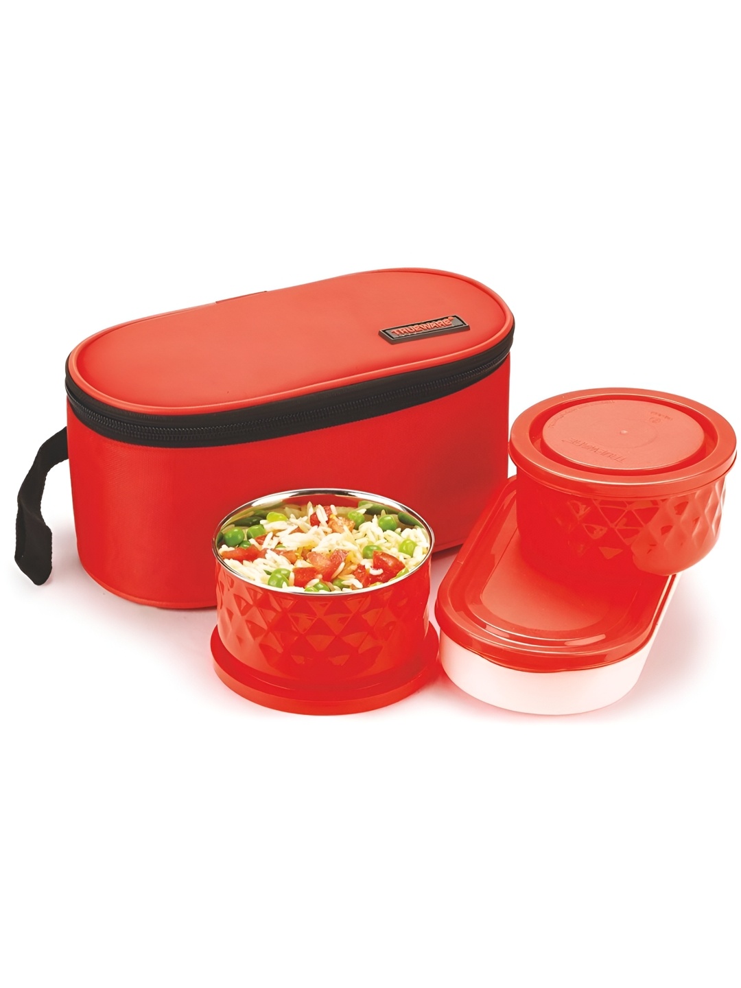 

Trueware Red 3 Pieces Stainless Steel Dishwasher Safe Lunch Box