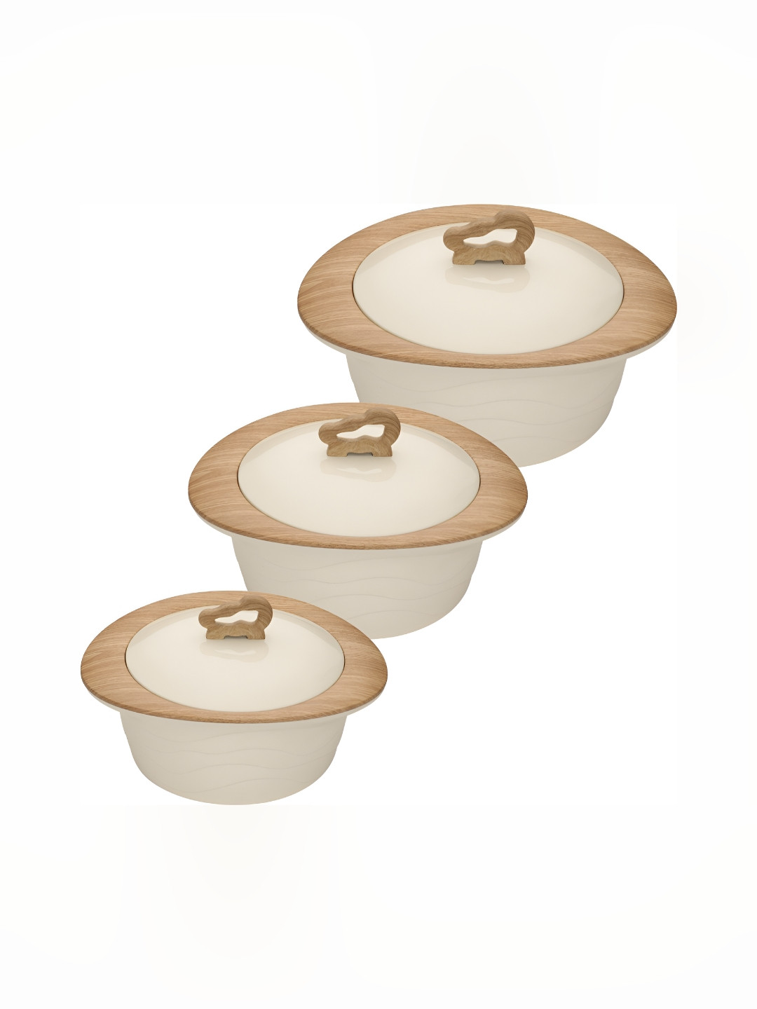 

Trueware Beige 3Pcs Dishwasher Safe Casserole Set