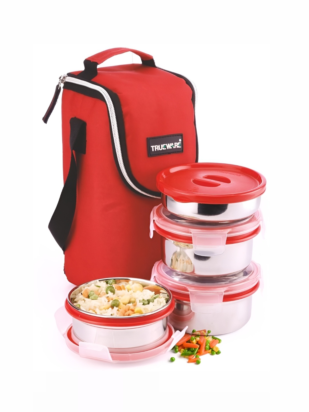 

Trueware Red Stainless Steel Dishwasher Safe Lunch Box
