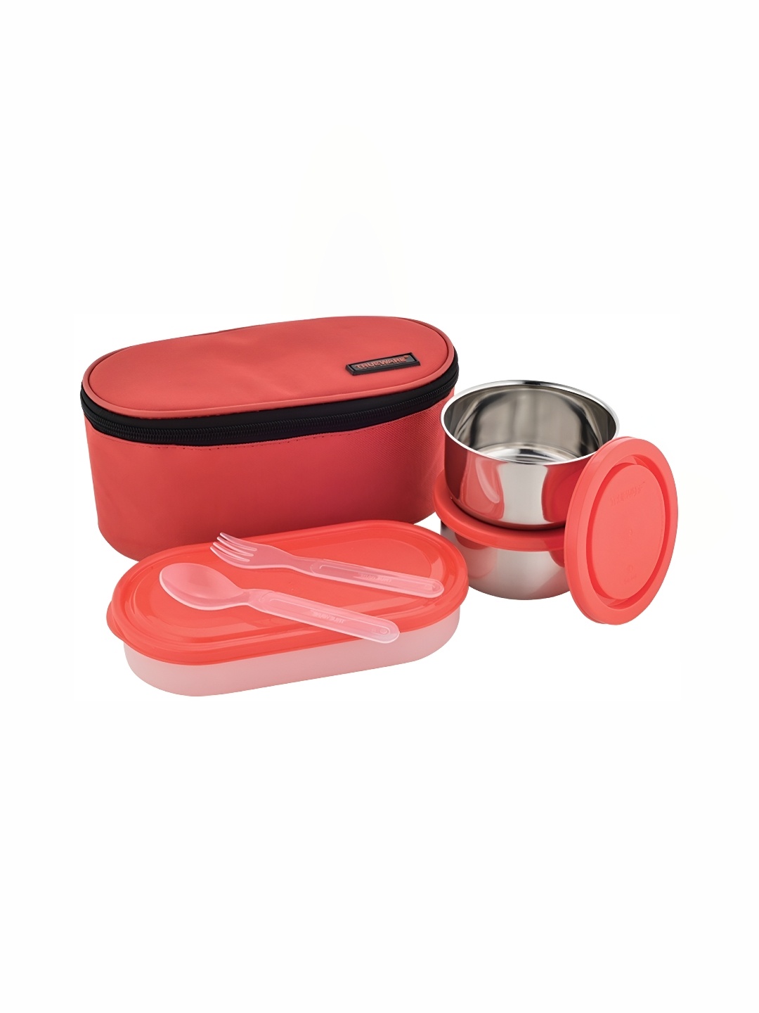 

Trueware Red 3 Pieces Stainless Steel Dishwasher Safe Lunch Box