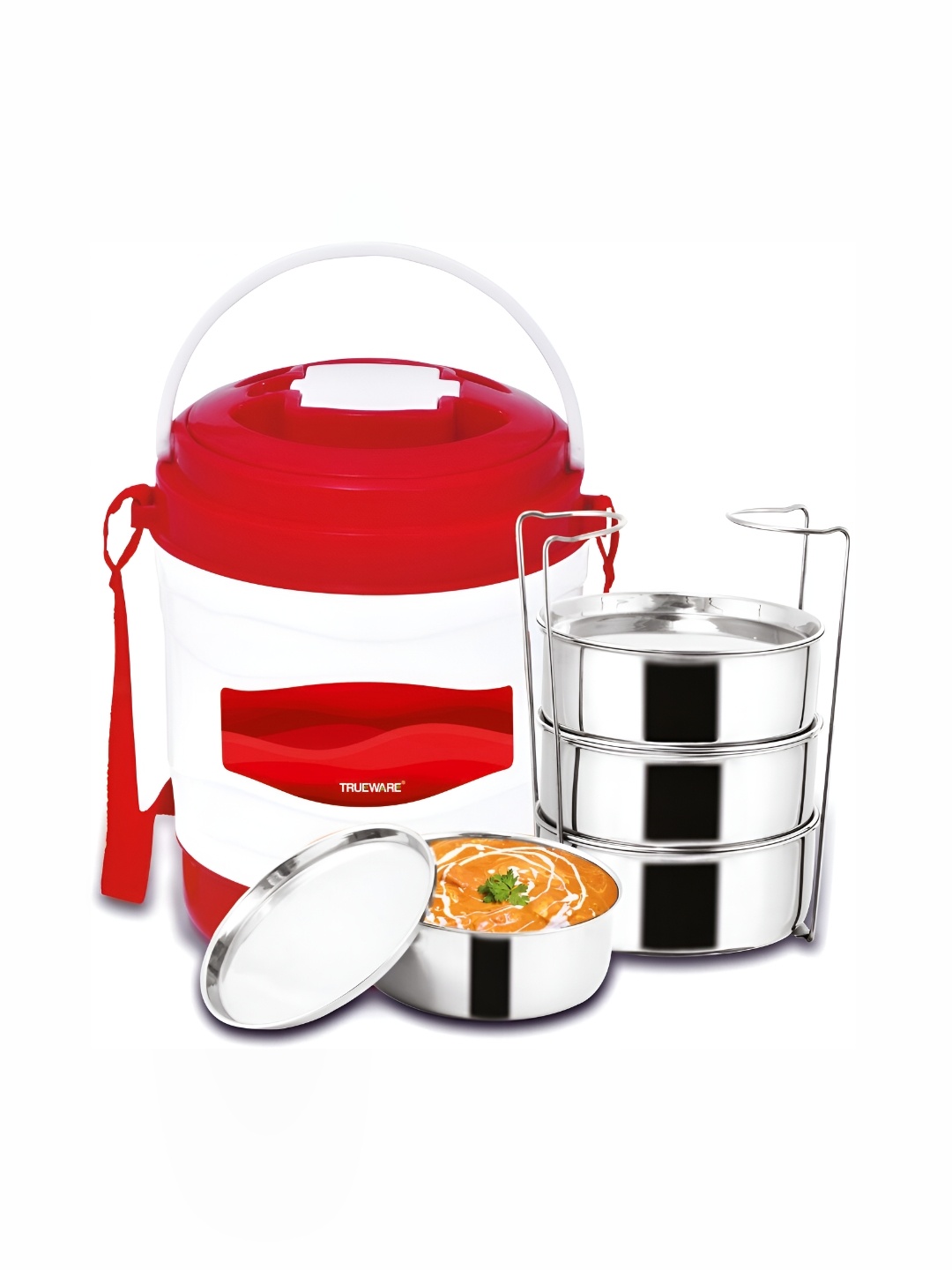 

Trueware Red Stainless Steel Dishwasher Safe Lunch Box
