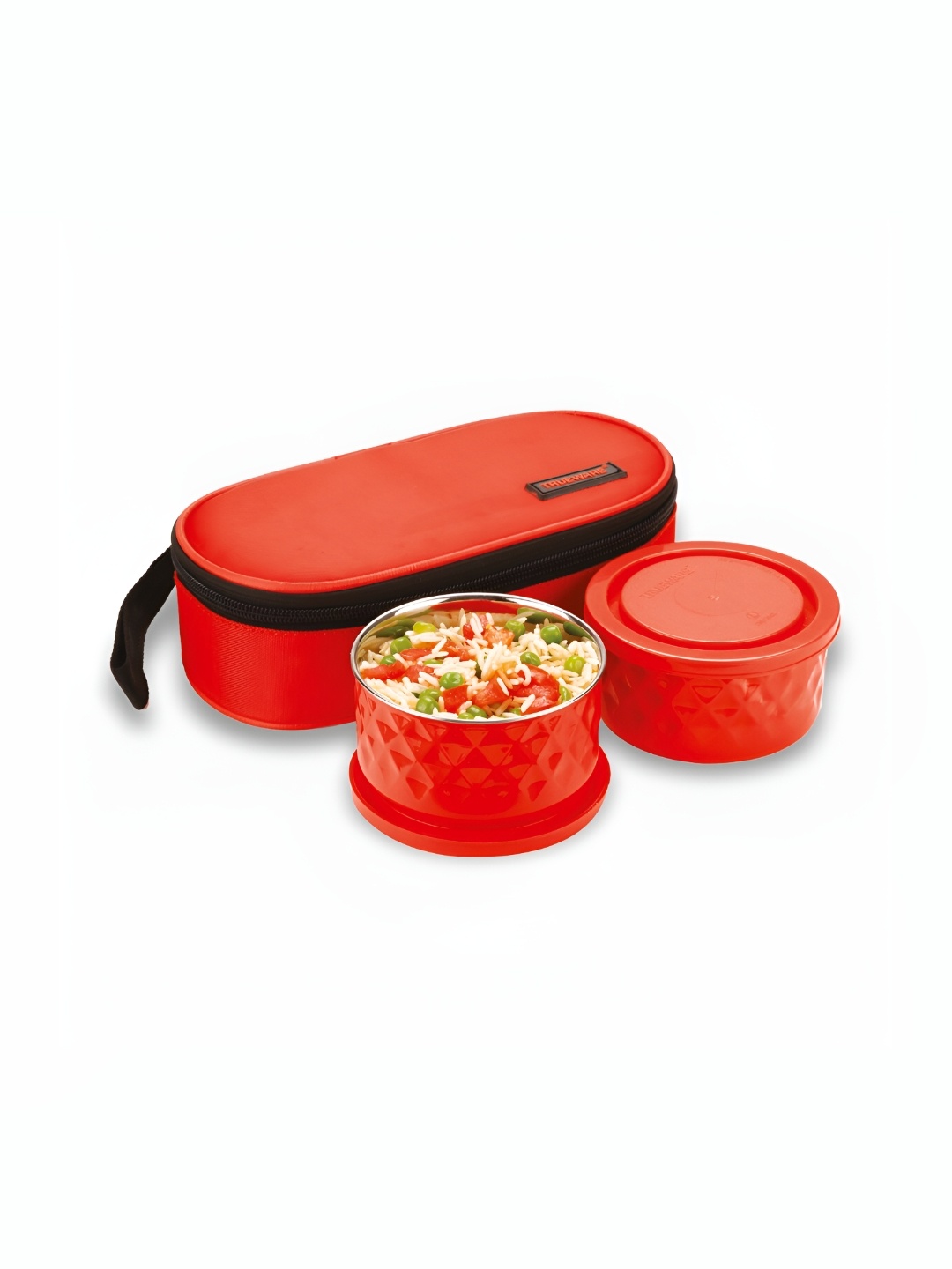 

Trueware Red 2 Pieces Textured Stainless Steel Dishwasher Safe Lunch Boxes