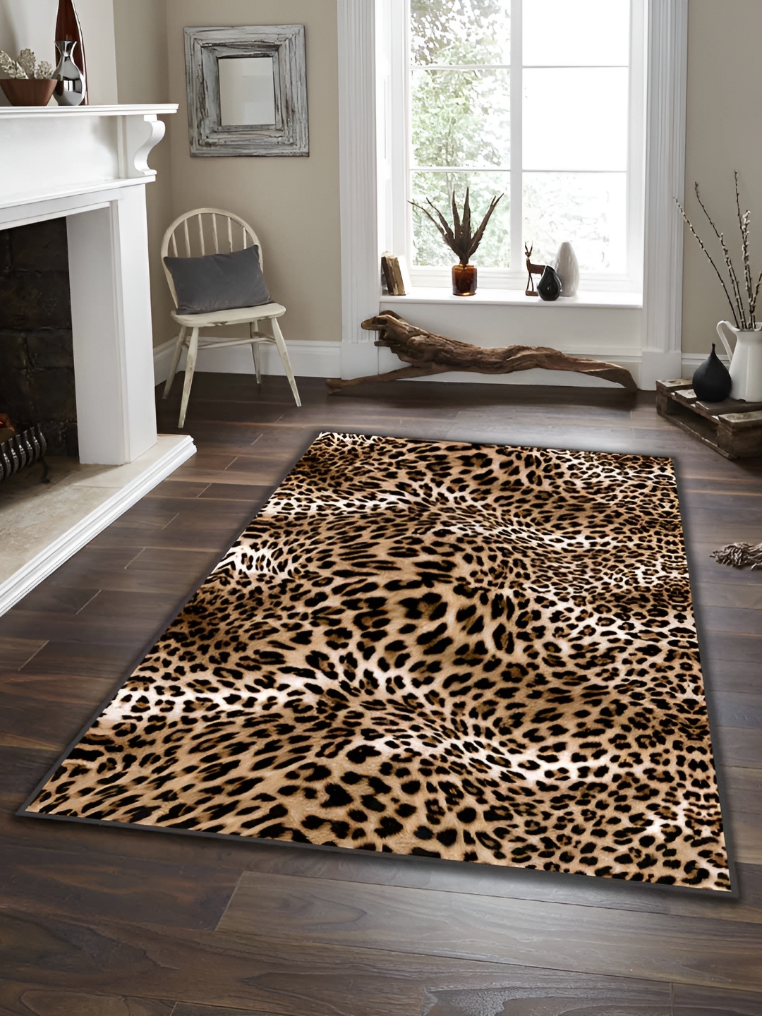

Sparrow world Coffee Brown & Black Abstract Printed Anti Skid Rectangle Carpet