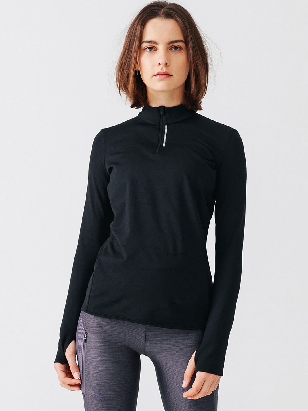 

Kalenji By Decathlon High Neck Running Sports T-shirt, Black
