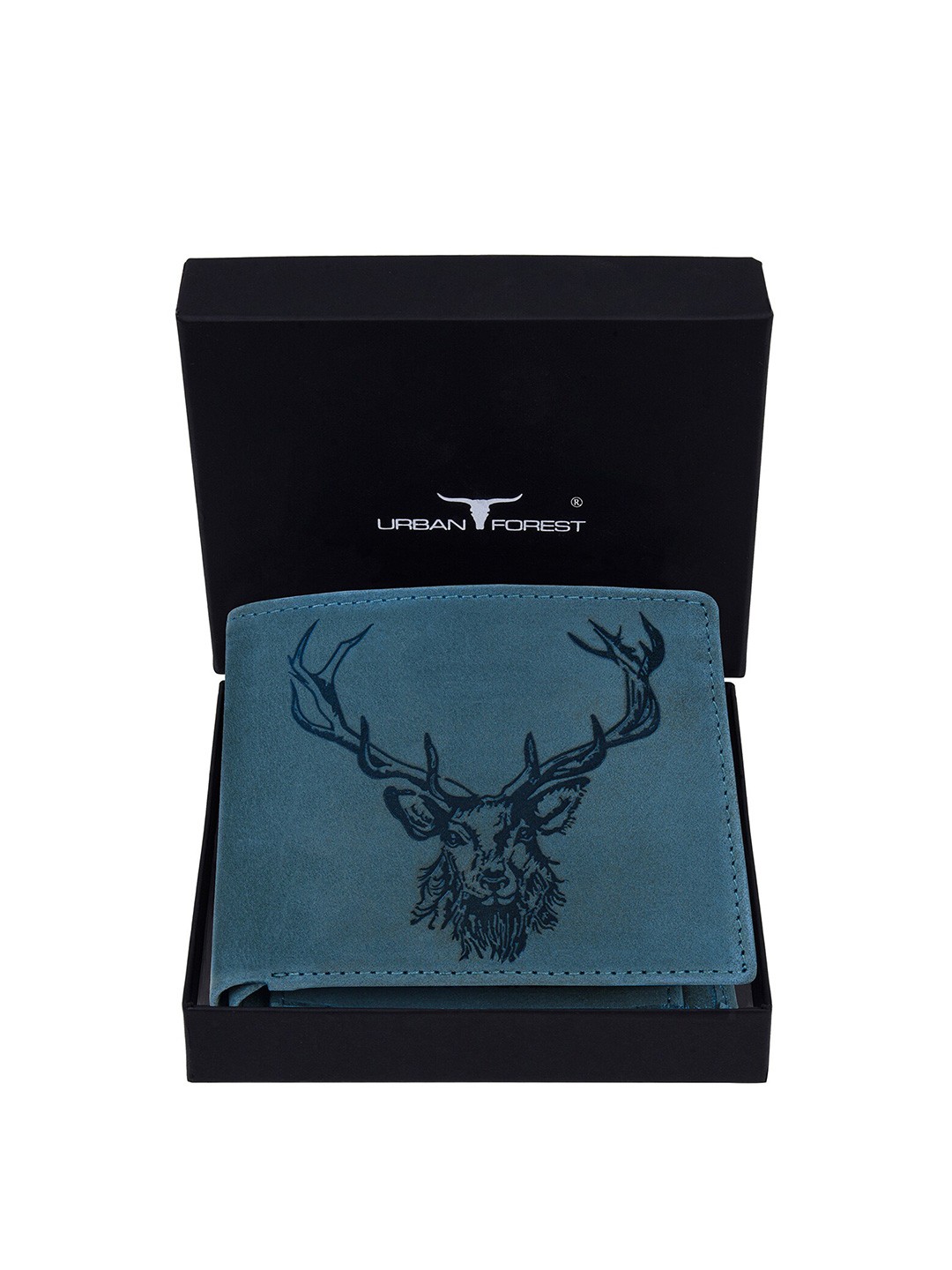 

URBAN FOREST Men Animal Textured Leather Two Fold Wallet, Blue