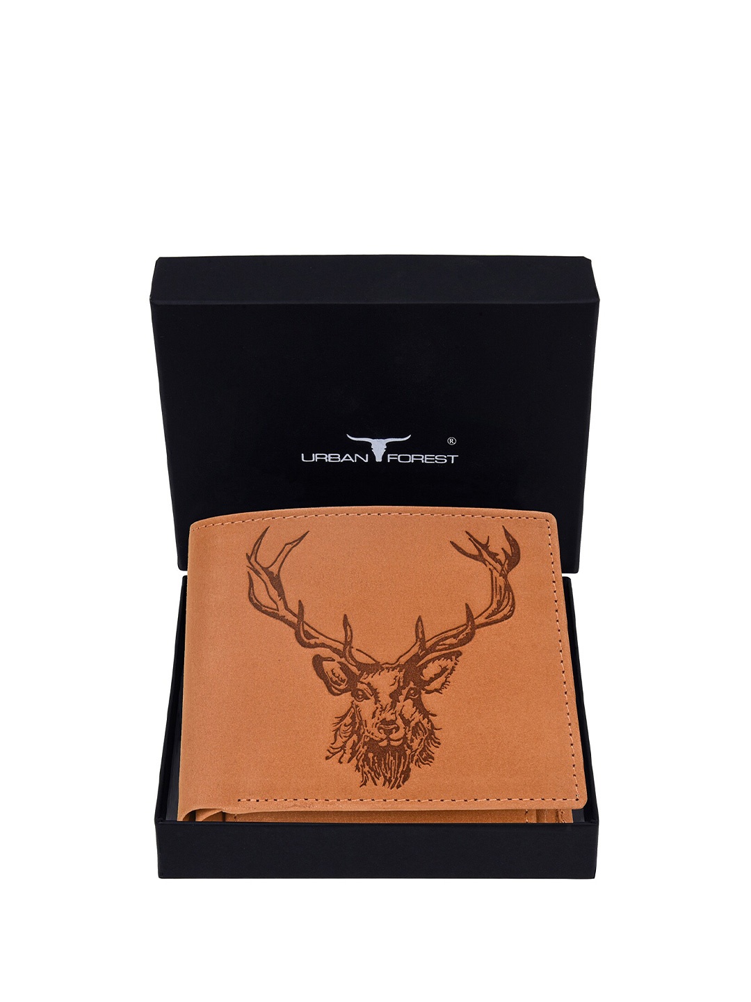 

URBAN FOREST Men Animal Textured Leather Two Fold Wallet, Brown
