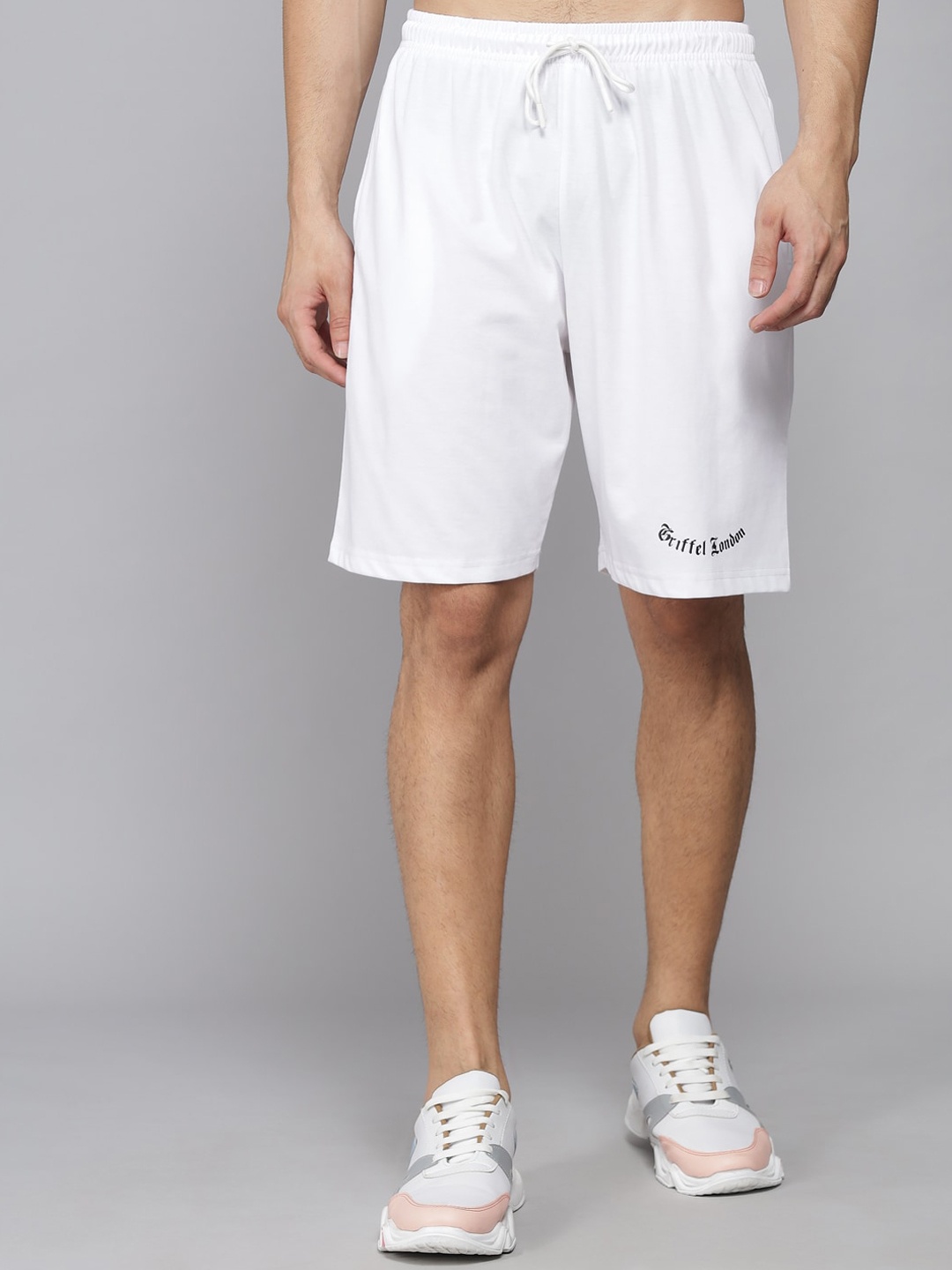 

GRIFFEL Men High-Rise Cotton Shorts, White
