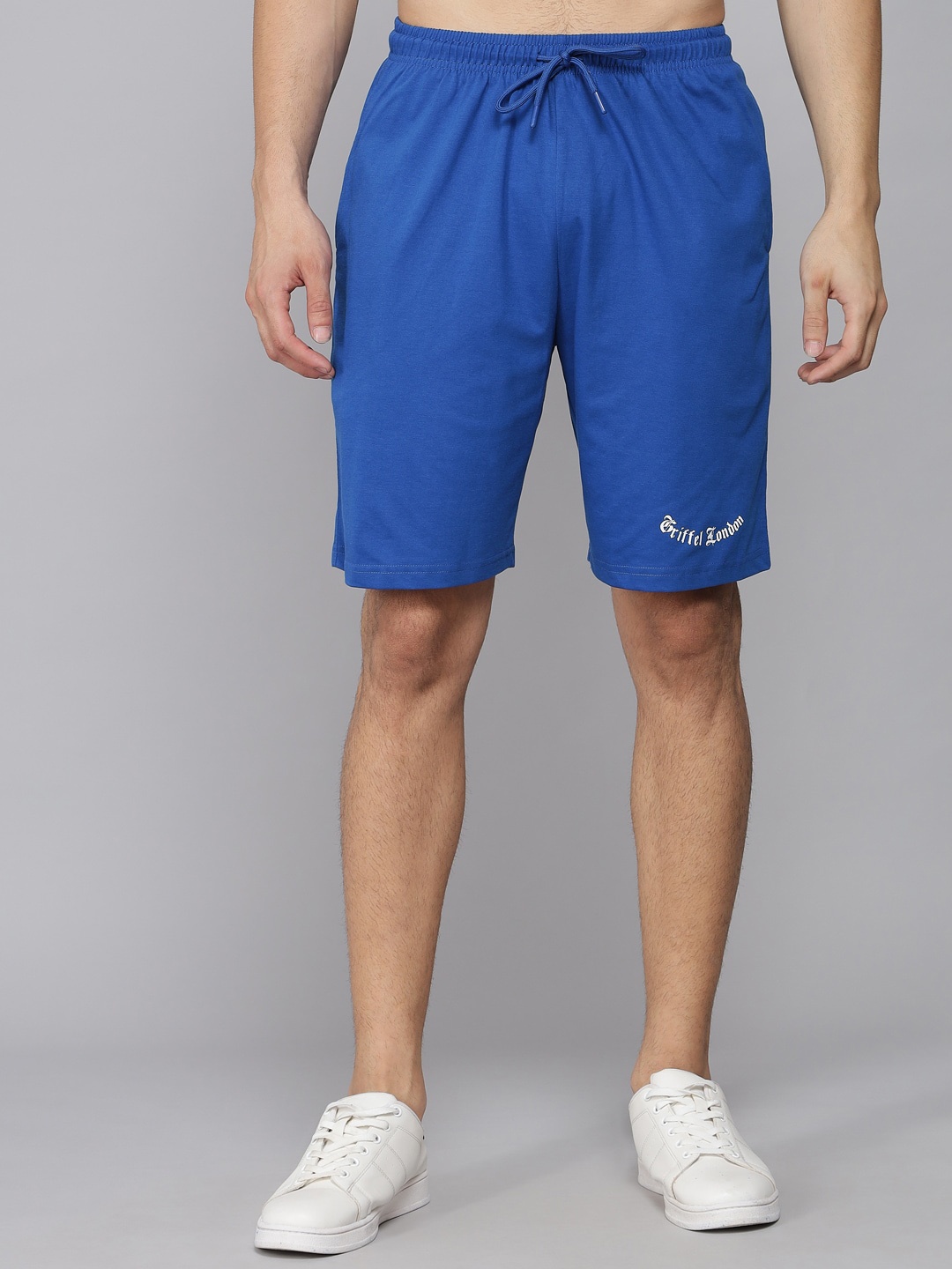 

GRIFFEL Men High-Rise Cotton Shorts, Blue