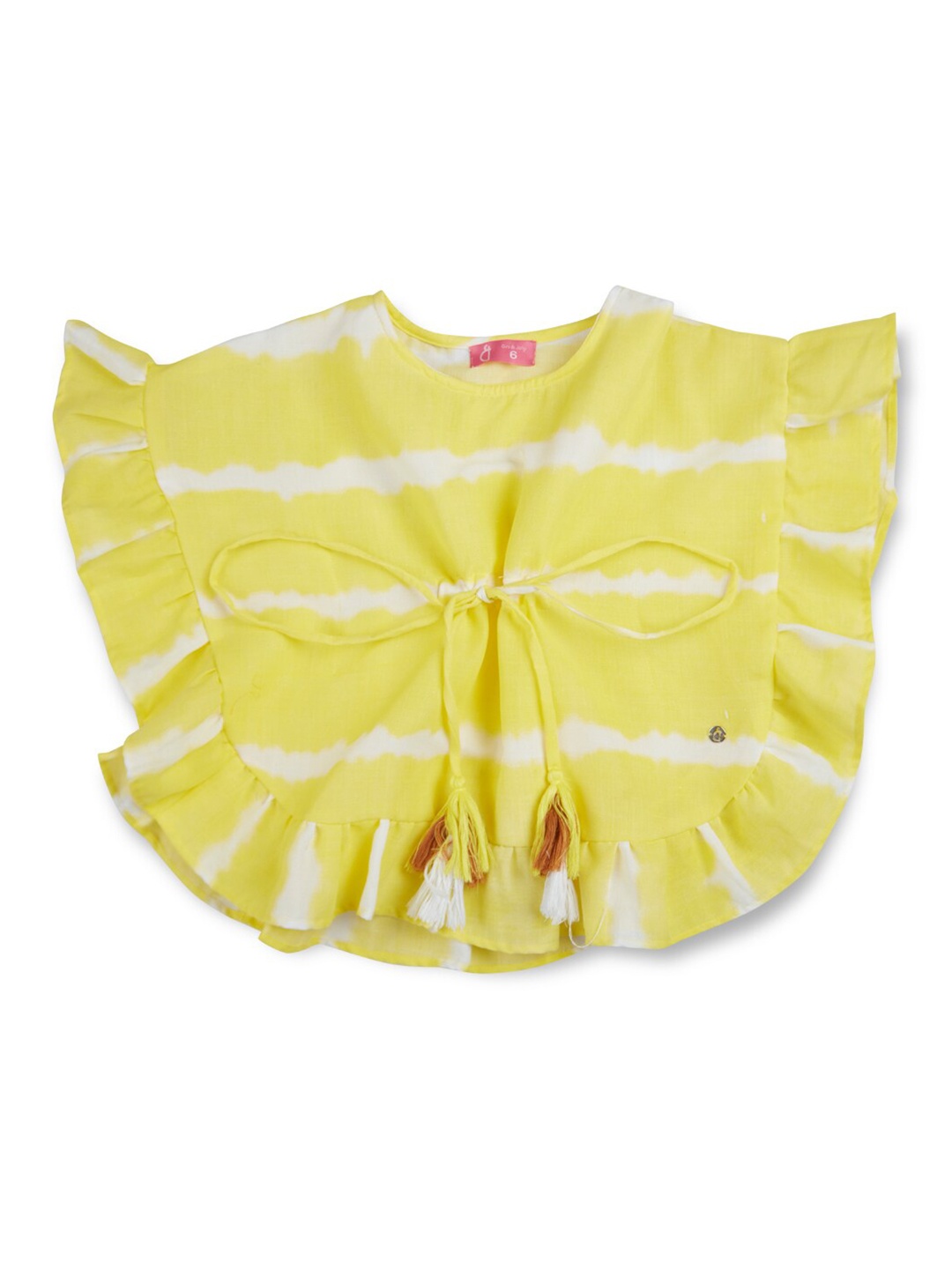 

Gini and Jony Tie and Dyed Cape Sleeves Cotton Top, Yellow
