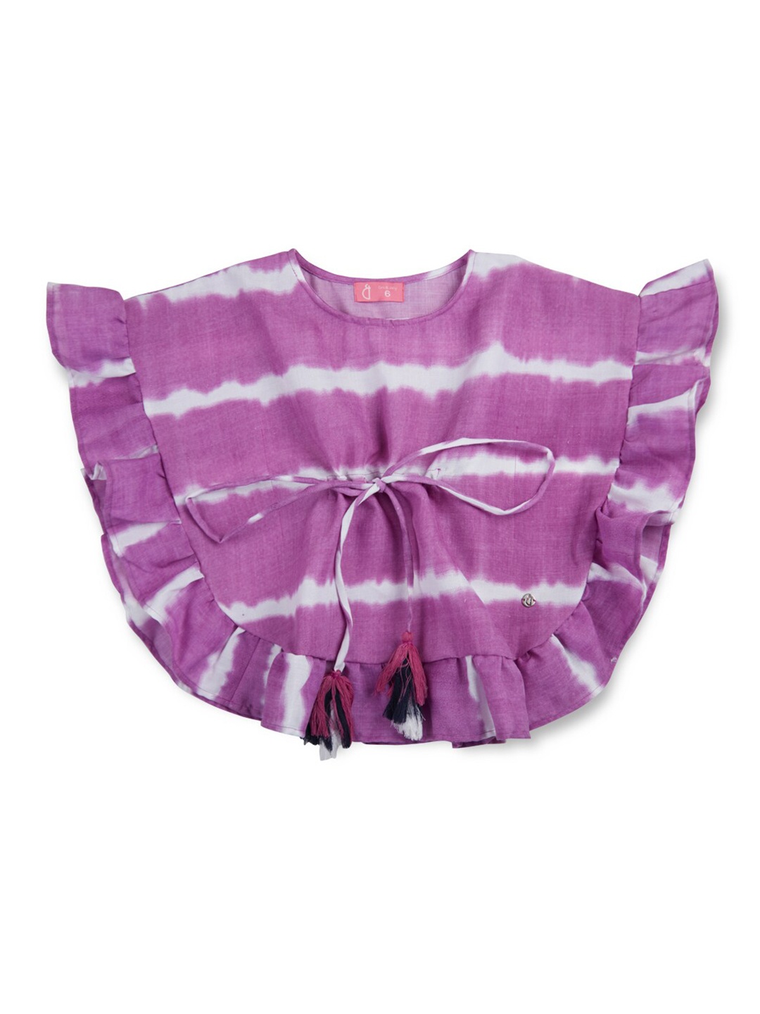 

Gini and Jony Tie and Dyed Cape Sleeves Cotton Top, Purple