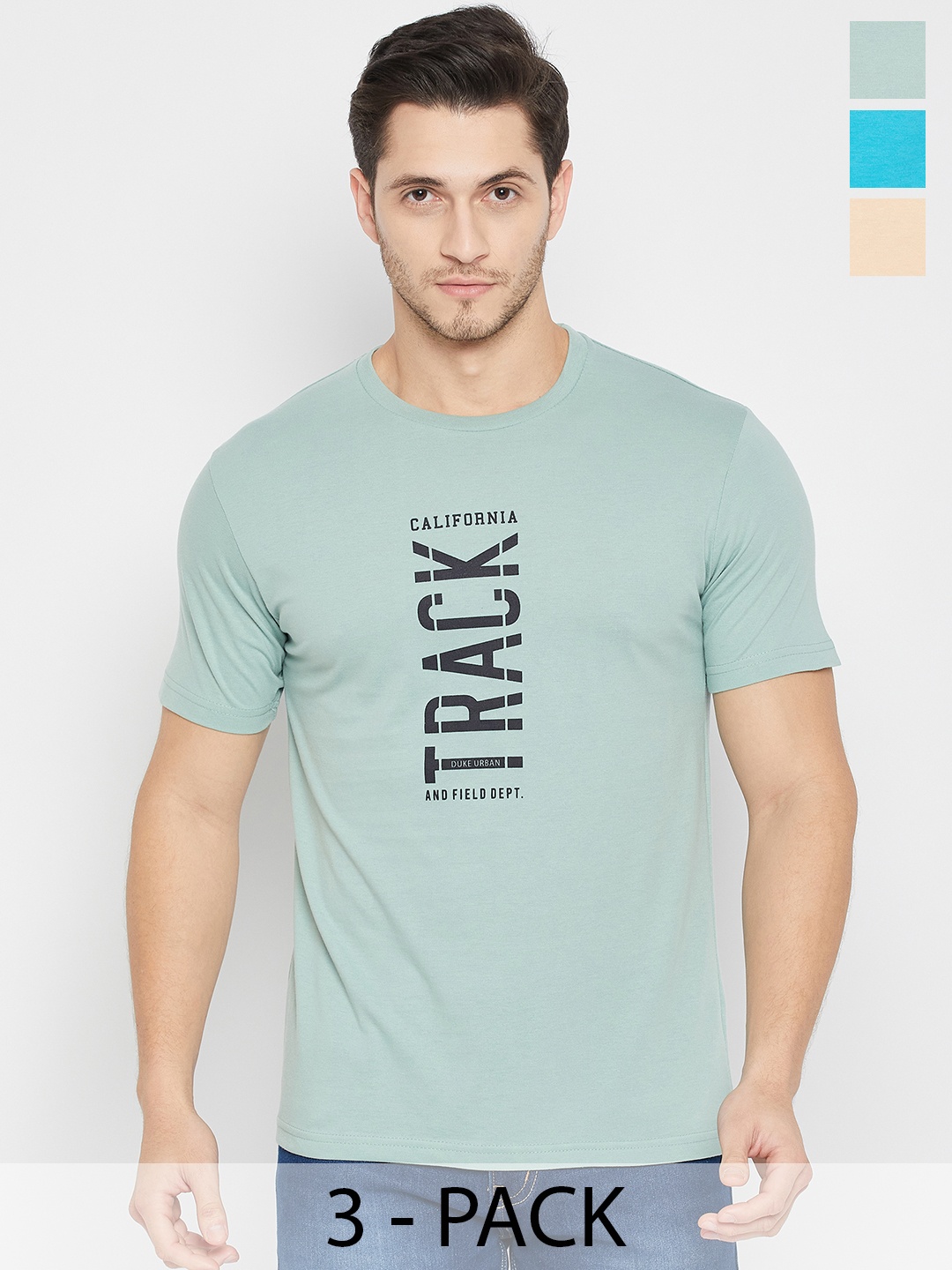 

Duke Pack Of 3 Graphic Printed Cotton T-shirts, Beige