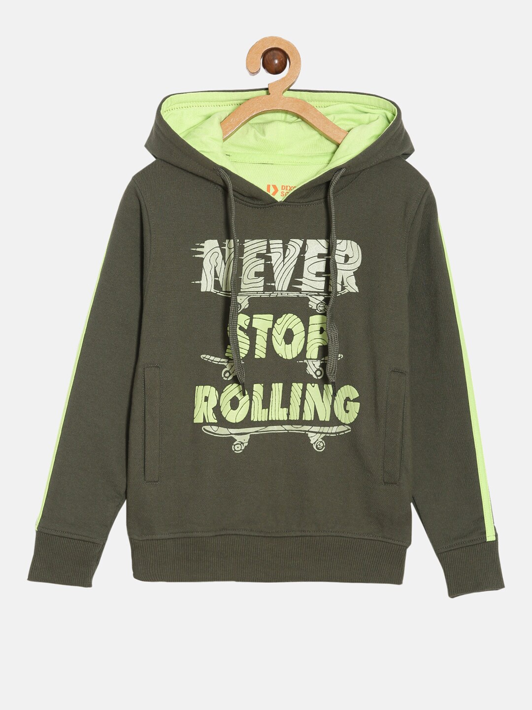 

DIXCY SCOTT Boys Originals Typography Printed Hooded Pullover Sweatshirt, Olive