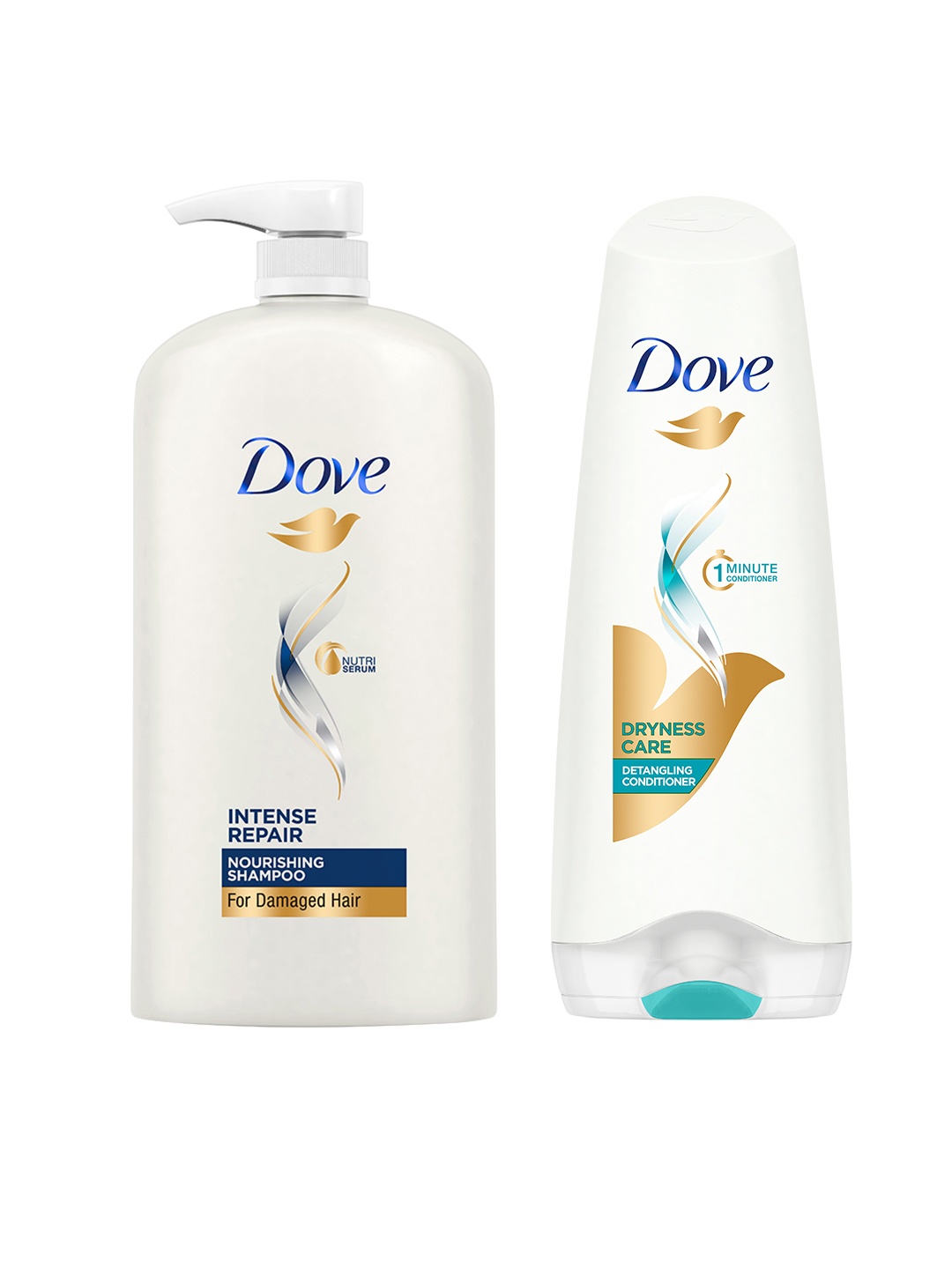

Dove Set of Intense Repair Shampoo 1 L & Dryness Care Hair Conditioner 175 ml, White